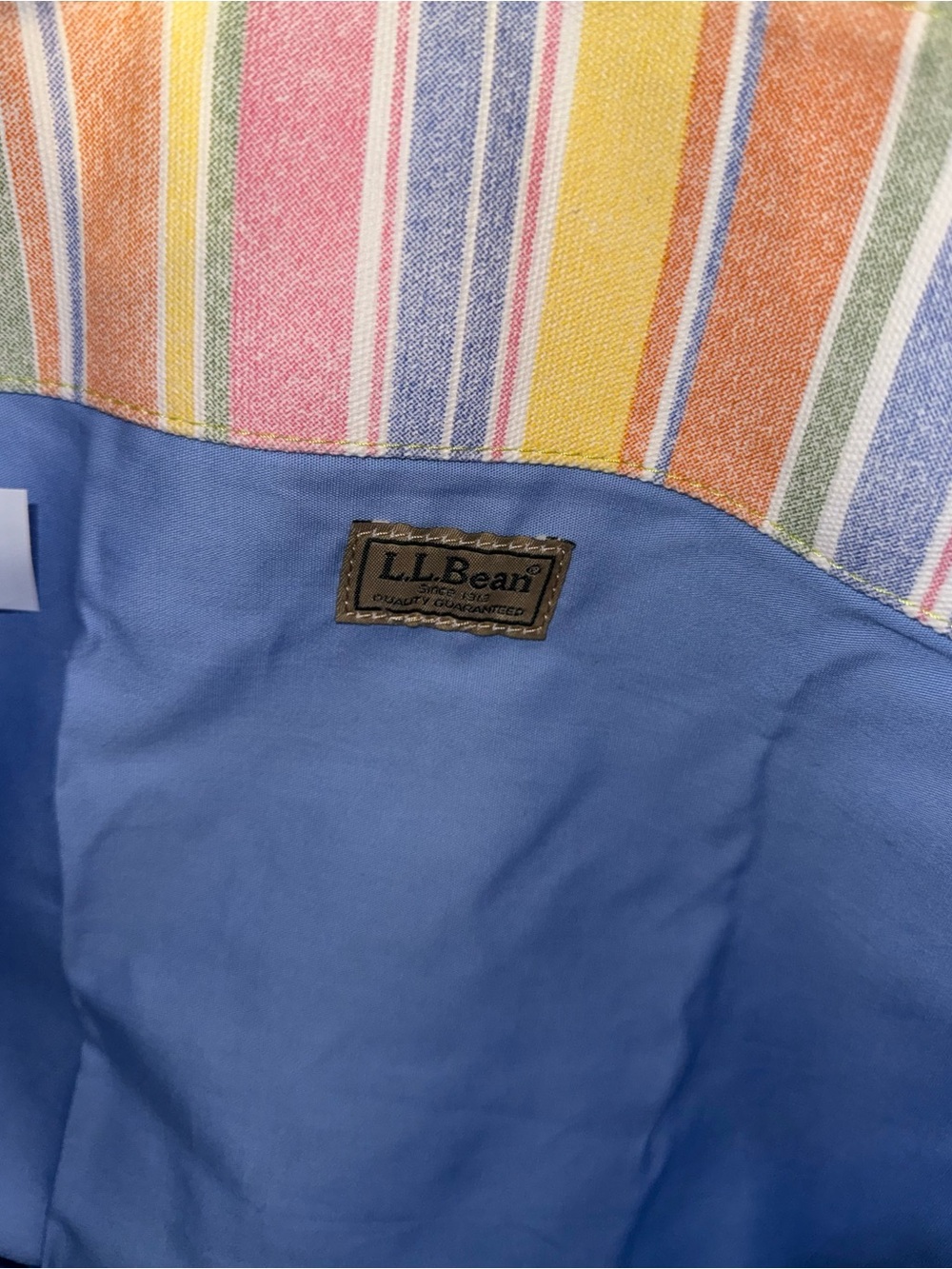 L.L. Bean Multicolor Striped Canvas Tote with Brown Handles - Picture 3 of 3